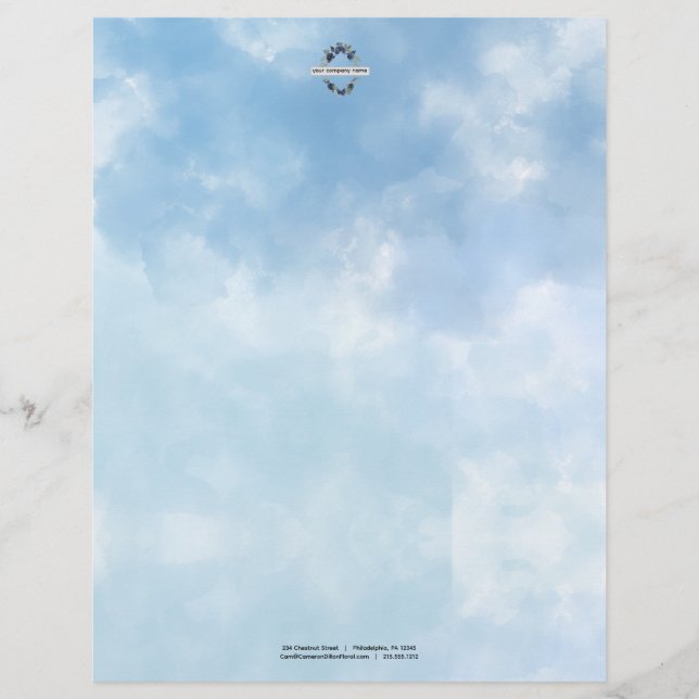 Sanfter blauer Himmel Wasserfarbe Wolke Briefbogen (Vorderseite)