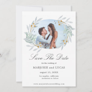 Sanfter Botanik-Kranz ⎥ Foto-Save-the-Date-Karte Save The Date