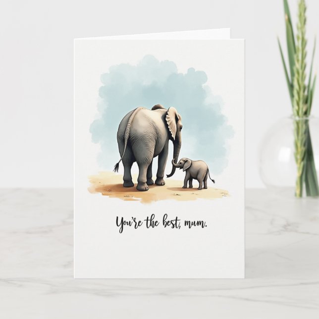 Sanfter Elefant Muttertag Karte (Vorderseite)