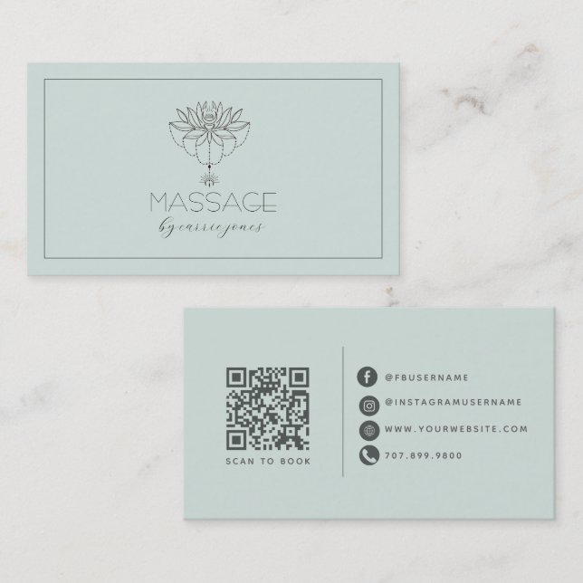 Sanfter grüner Lotus-Massagetherapeut Visitenkarte (Vorne/Hinten)
