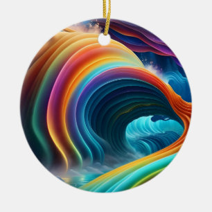 Sanfter heller Regenbogen-Wasserfall Keramik Ornament