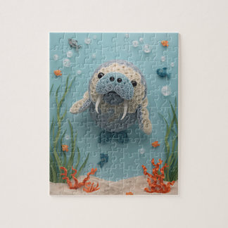 Sanfter Manatee-Papierkunst-Lagune Puzzle