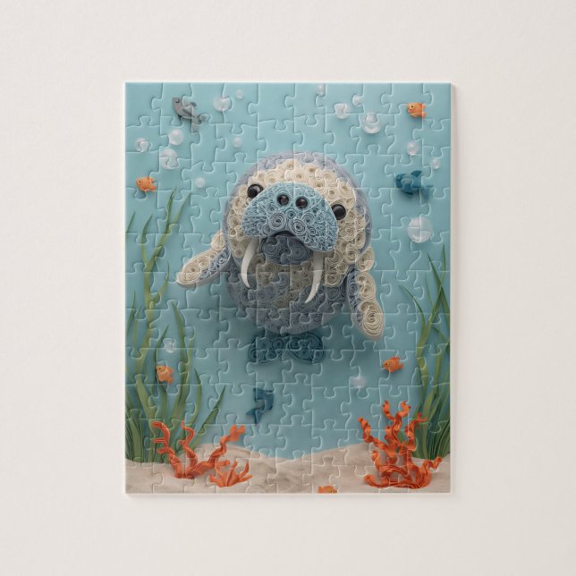 Sanfter Manatee-Papierkunst-Lagune Puzzle (Vertikal)