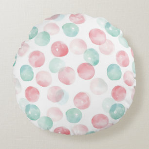 Sanfter Pastellcharme in Rosa, Grün & Blau Rundes Kissen