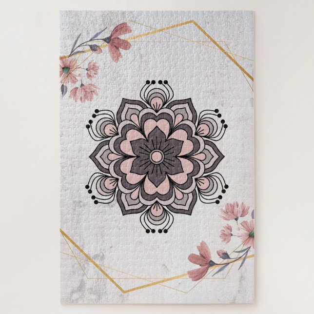Sanfter Rangoli-Schimmer – Friedliches botanisches Puzzle (Vertikal)