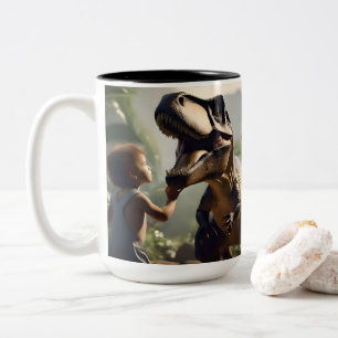 Sanfter Riese: Der freundliche T-Rex, der ein Stre Zweifarbige Tasse