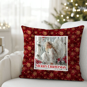 Sanfter Vintage-Engel Rot Gold Weihnachtsgeschenk Kissen