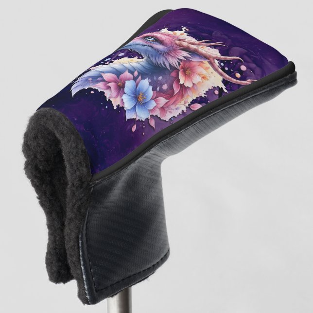 Sanfter Wächterdrache.  Golf Headcover (3/4 Vorderseite)