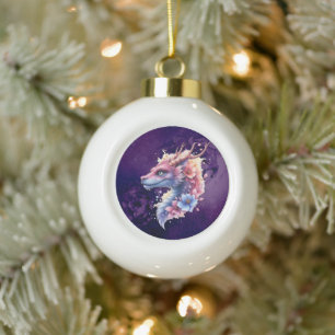 Sanfter Wächterdrache.  Keramik Kugel-Ornament