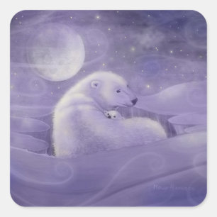 Sanfter Winter Eisbär und Jungtier Aufkleber