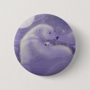 Sanfter Winter Eisbär und Jungtier Pinback-Button Button