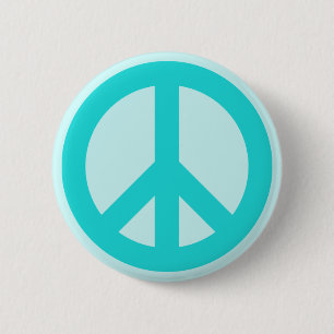 Sanftes Aqua-Friedenssymbol Button