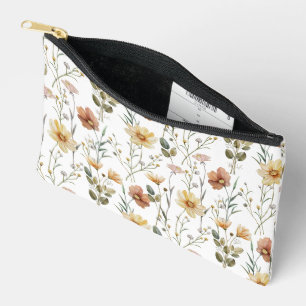 Sanftes Aquarell-Wildblumen-Botanikmuster Zubehörtasche