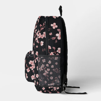 Sanftes Babyrosa Mini-Sakura-Muster auf Schwarz -  Bedruckter Rucksack