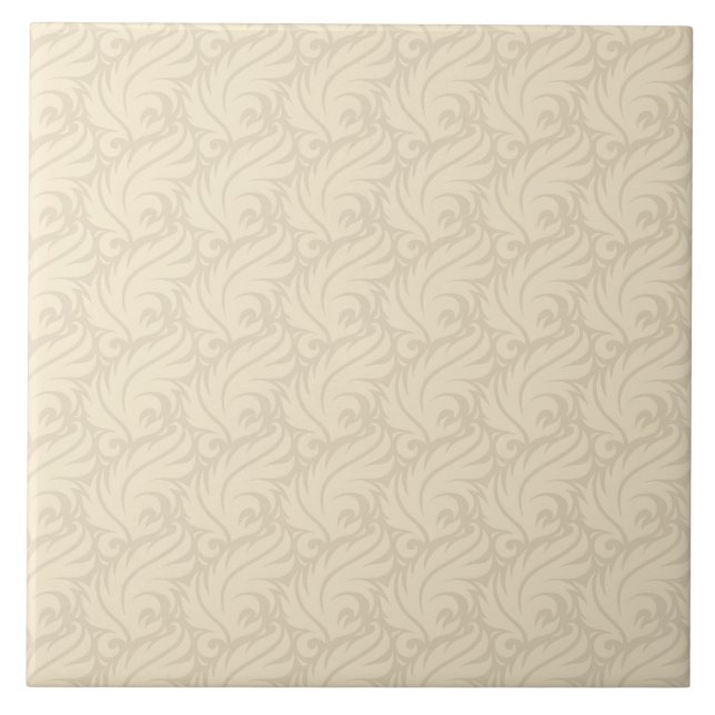 Sanftes Beige Blumenmuster Fliese (Vorderseite)