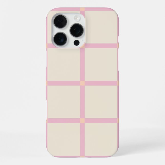 Sanftes Beige- und Rosa-Rastermuster iPhone Hülle (Rückseite)