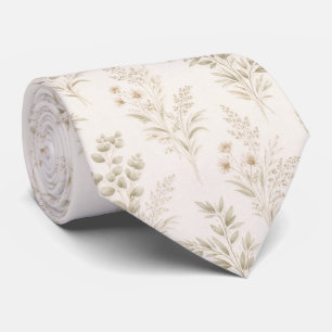 Sanftes Beige Zarte Botanik Krawatte