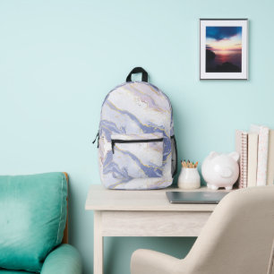 Sanftes Blau Aquarell Gold Spritzer Elegant Bedruckter Rucksack