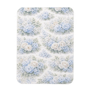 Sanftes Blau Weiß Aquarell Blumen Elegant Romantis Magnet