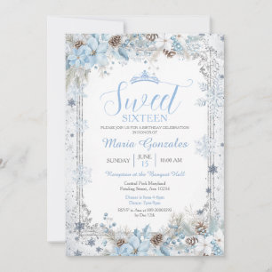 Sanftes Blau Winter Floral Weihnachten Sweet Sixte Einladung