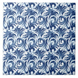 Sanftes blaues Blumenmuster Fliese