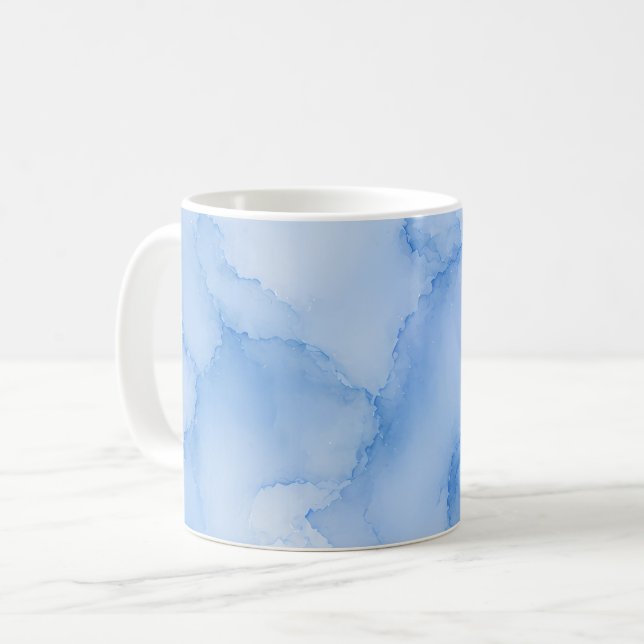 Sanftes blaues Wasserfarben-Abstrakt Kaffeetasse (Vorderseite Links)