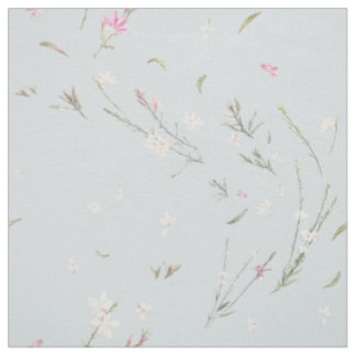 Sanftes Blaugrau Gaura Aquarell-Blumenmuster Stoff