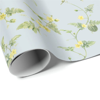 Sanftes Blaugrau Mini Wassermelone Botanisch Geschenkpapier