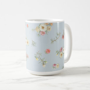 Sanftes Blaugrau Moosrosen-Wasserfarben-Blumenmust Kaffeetasse
