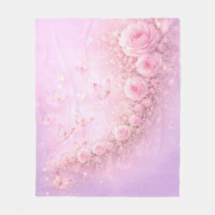 Sanftes Blumenmuster – Weiche rosa Rosen mit Sanft Fleecedecke