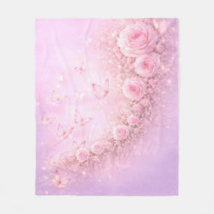 Sanftes Blumenmuster – Weiche rosa Rosen mit Sanft Fleecedecke