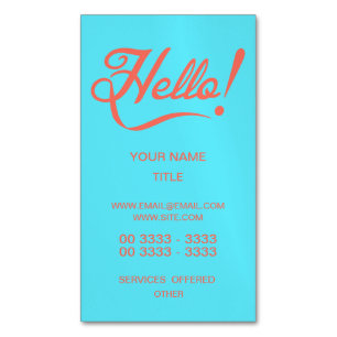 Sanftes Cyan und Bittersweet Hallo Magnetische Visitenkarte