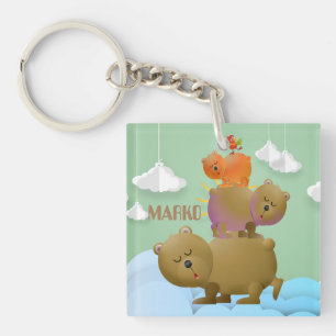 Sanftes Design einer Bärenfamilie Schlüsselanhänger