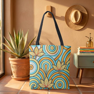 Sanftes Gelb, Orange und Türkis im Nouveau-Stil Fl