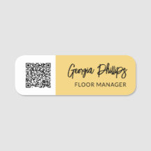 Sanftes Gelb & Weiß QR-Code-Pinsel Schrift