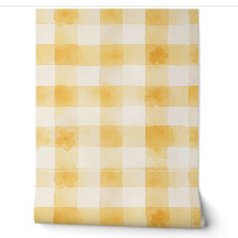 Sanftes Gelbes Aquarell-Karo-Blumenmuster
