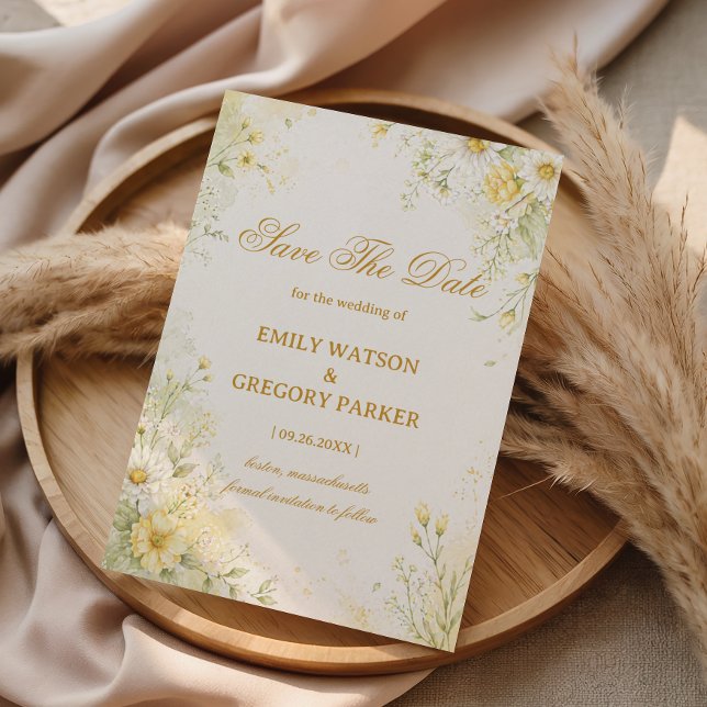 Sanftes Gelbes Floral Save The Date (Von Creator hochgeladen)