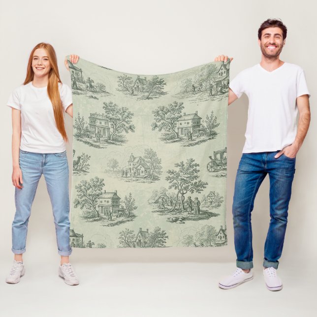 Sanftes Grau Rustikale Farm-Toile-Landschaft Fleecedecke (Beispiel)