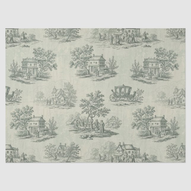 Sanftes Grau Rustikale Farm-Toile-Landschaft Seidenpapier (Vorderseite)
