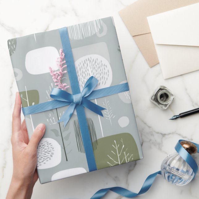 Sanftes Grau-Salbei-Balance-Abstraktmuster Geschenkpapier (Schenken)