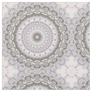 Sanftes Grau und Rosafarbenes Mandala Stoff