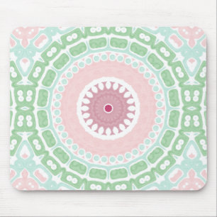 Sanftes Grün und Rosé Mandala-Muster Mousepad