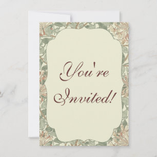 Sanftes grünes Vintage William Morris Geißblatt Einladung
