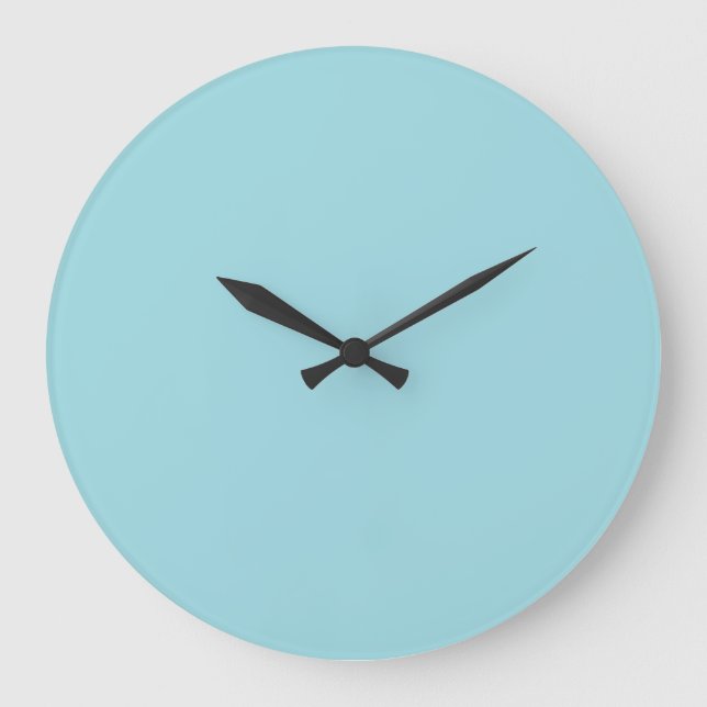 Sanftes Himmelblau Einfarbig Große Wanduhr (Vorderseite)
