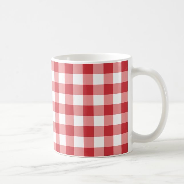 Sanftes Klassisches Gingham - rot weiß kariert. Kaffeetasse (Rechts)