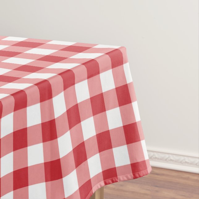Sanftes Klassisches Gingham - rot weiß kariert. Tischdecke (Beispiel)