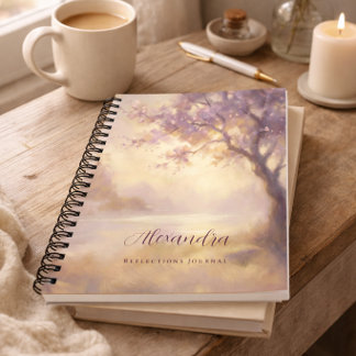 Sanftes Lavendel-Natur-Ästhetik-Reflektionsjournal Notizbuch