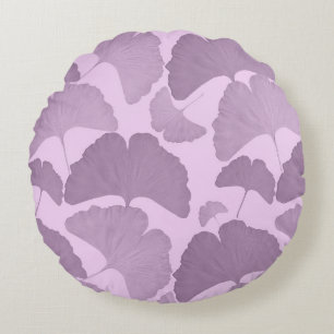 Sanftes Lila Ginkgo Botanischer Traum 1 Rundes Kissen