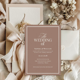 Sanftes Mocha-Taupe   Luxuriöse neutrale Hochzeit Einladung