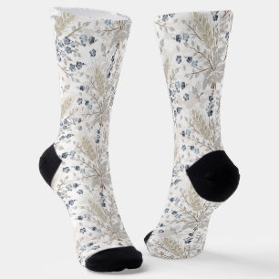 Sanftes neutrales Boho-Blumen-Botanik-Frühlingsmus Socken